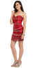 RED HOT STRAPLESS BEADED SHORT DRESS