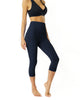 Love Your Body High Waisted Yoga Capri Leggings - Navy Blue