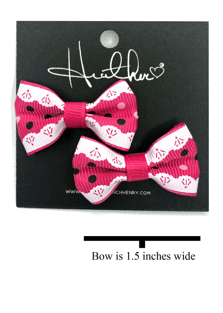 Pink Lace Bow Tie Earrings