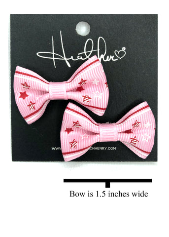 Pink & Red Stars Bow Tie Earrings