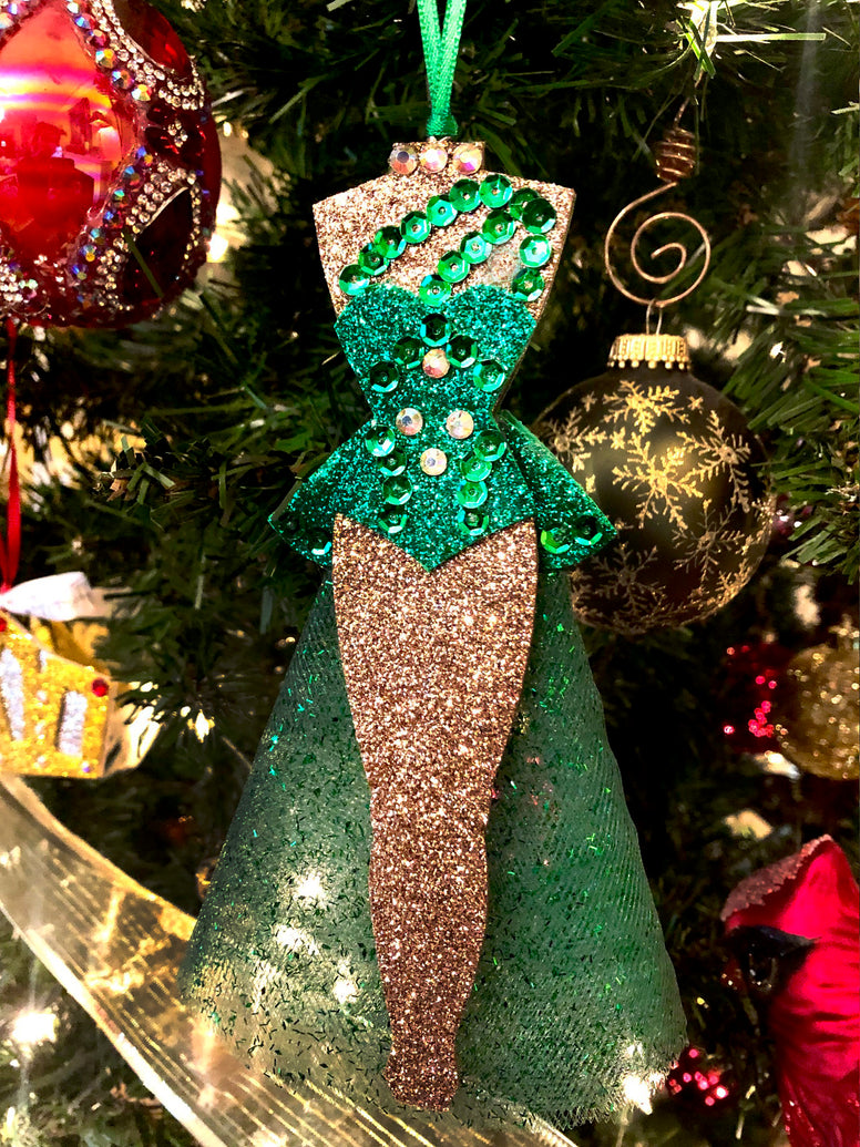 BRAND NEW! Dreaming of A White Christmas Green Chorus Girl Christmas Ornament!