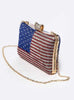 USA Flag Rhinestone Pave Box Clutch