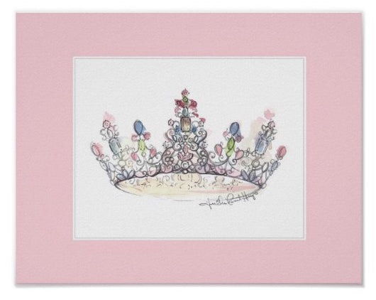 Pink Border Crown Print by Heather French Henry