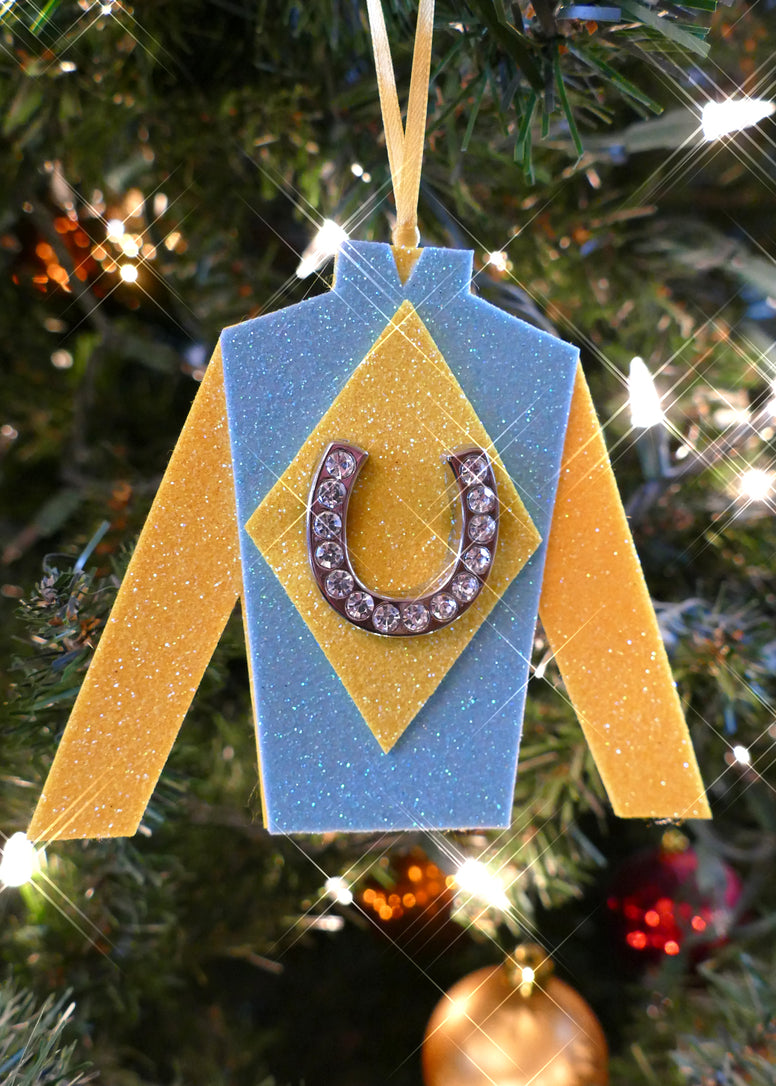 Yellow & Blue Jockey Silks Hanging Ornament