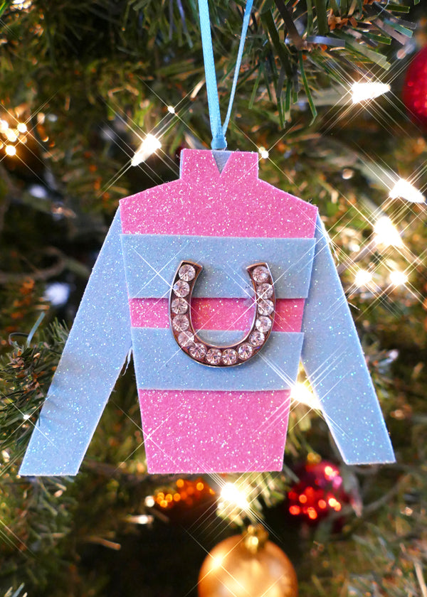 Pink & Blue Jockey Silks Hanging Ornament
