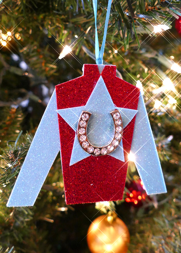 Red & Blue Jockey Silks Hanging Ornament