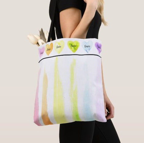 Rainbow Hearts Tote