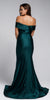 OFF SHOULDER FITTED SATIN GOWN