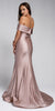 OFF SHOULDER FITTED SATIN GOWN