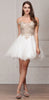 COLD-SHOULDER BEADED TULLE SHORT PROM DRESS